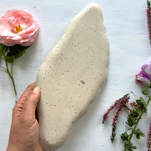 Leaf stoneware platter with gold