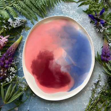 Watercolor porcelain platter