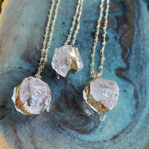 Natural Quartz Crystal 18K Necklace