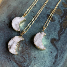 Load image into Gallery viewer, Moon Magic Druzy Gold dipped necklace