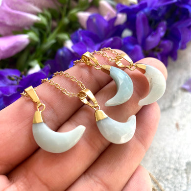 Tiny Amazonite Moon Necklace