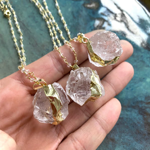 Natural Quartz Crystal 18K Necklace