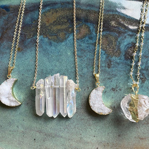 Natural Quartz Crystal 18K Necklace