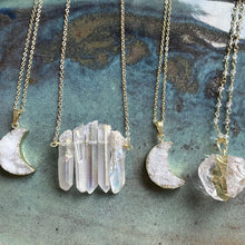 Load image into Gallery viewer, Moon Magic Druzy Gold dipped necklace