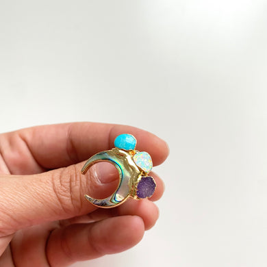 Abalone and stones Ring