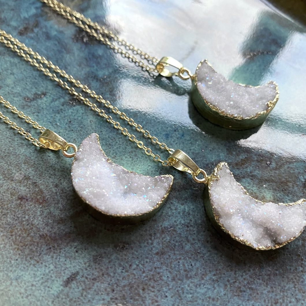Moon Magic Druzy Gold dipped necklace